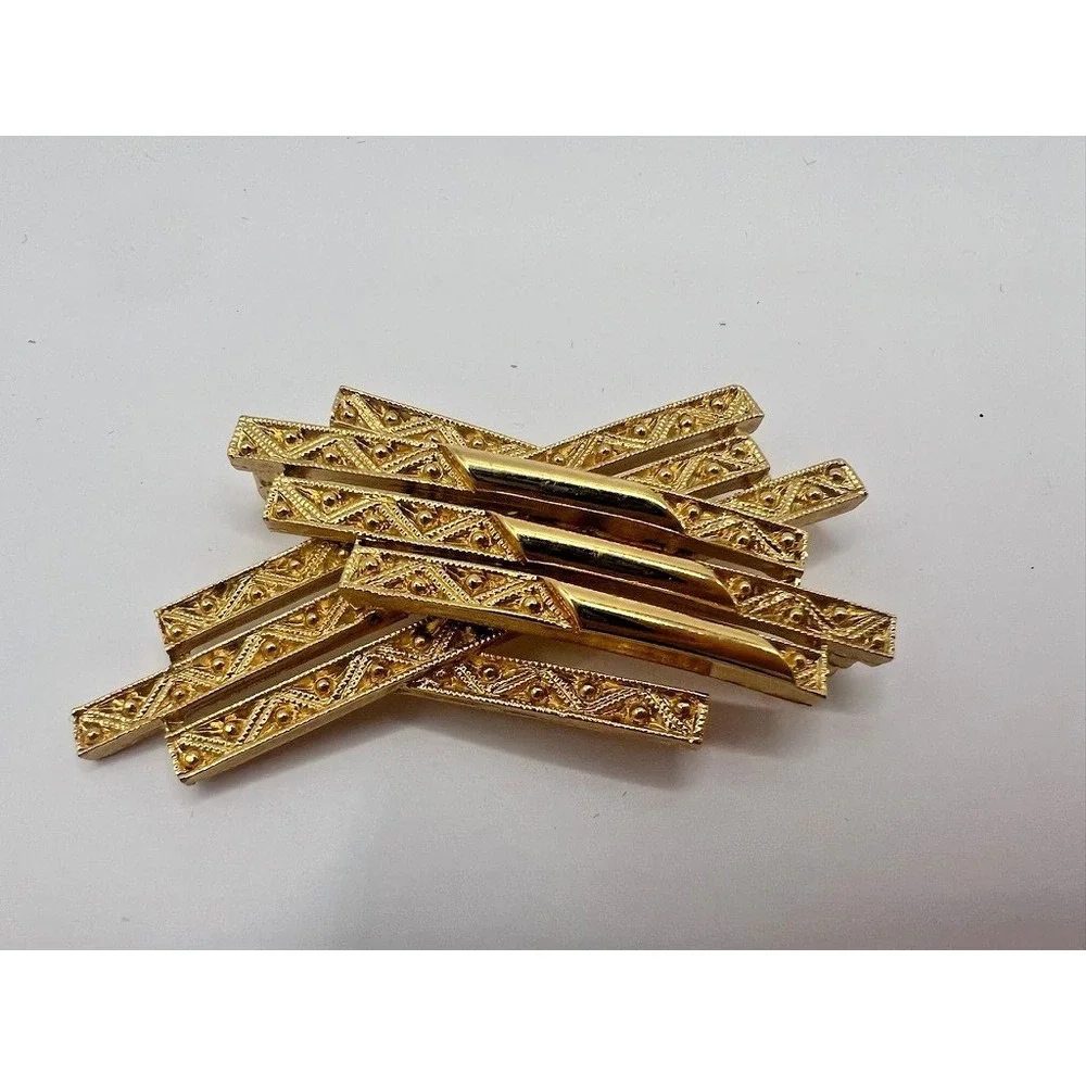Monet Gold Brooch Abstract‎ Textured Bars Modernist Pin Vintage Signed Statement